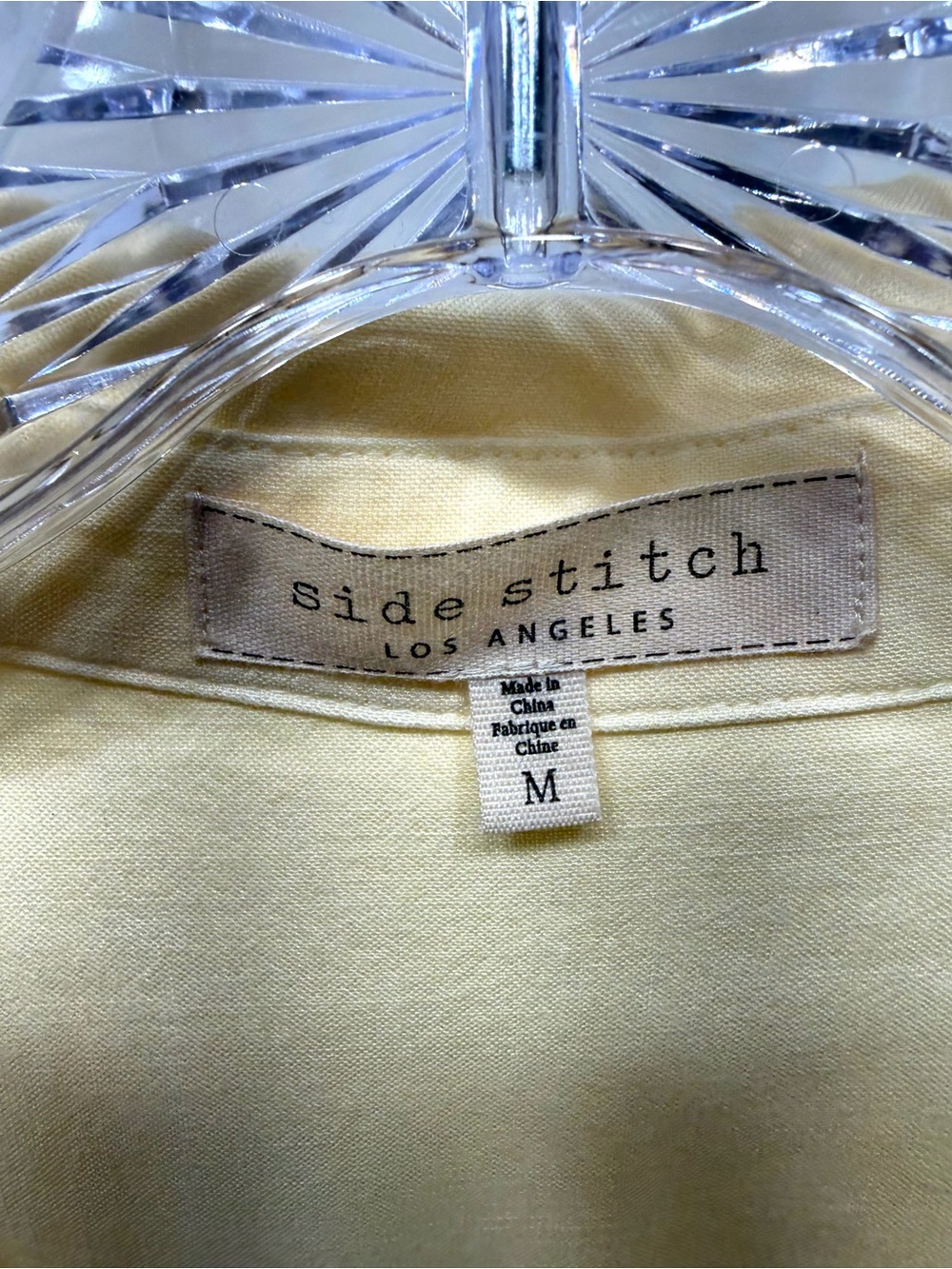 Side Stitch LA 100% Lyocell Button Front Roll Tab Blouse Yellow Size Medium - Picture 10 of 11